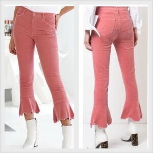 MOTHER Cha Cha Chew Corduroy Pants Ruffle Fray Hem Distressed Hopscotch Size 31